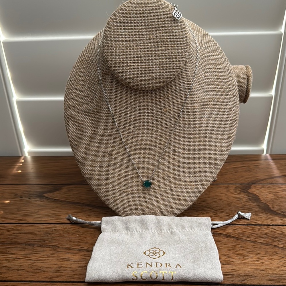 Kendra Scott Silver Necklace with Teal Pendant